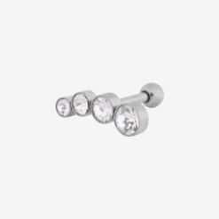 Wildcat Earbarbell 4 Round Crystals Right Steel Basicline